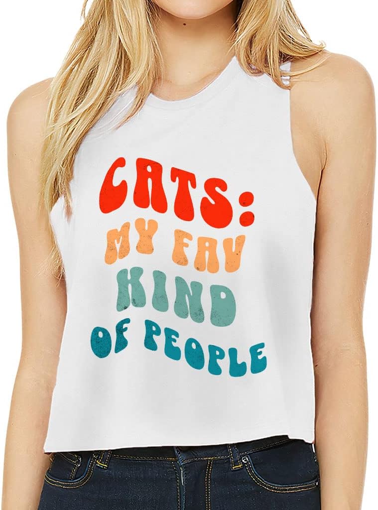 Cats My Favorite Racerback Cropped Tank - Quote Women's Tank - Graphic Tank Top