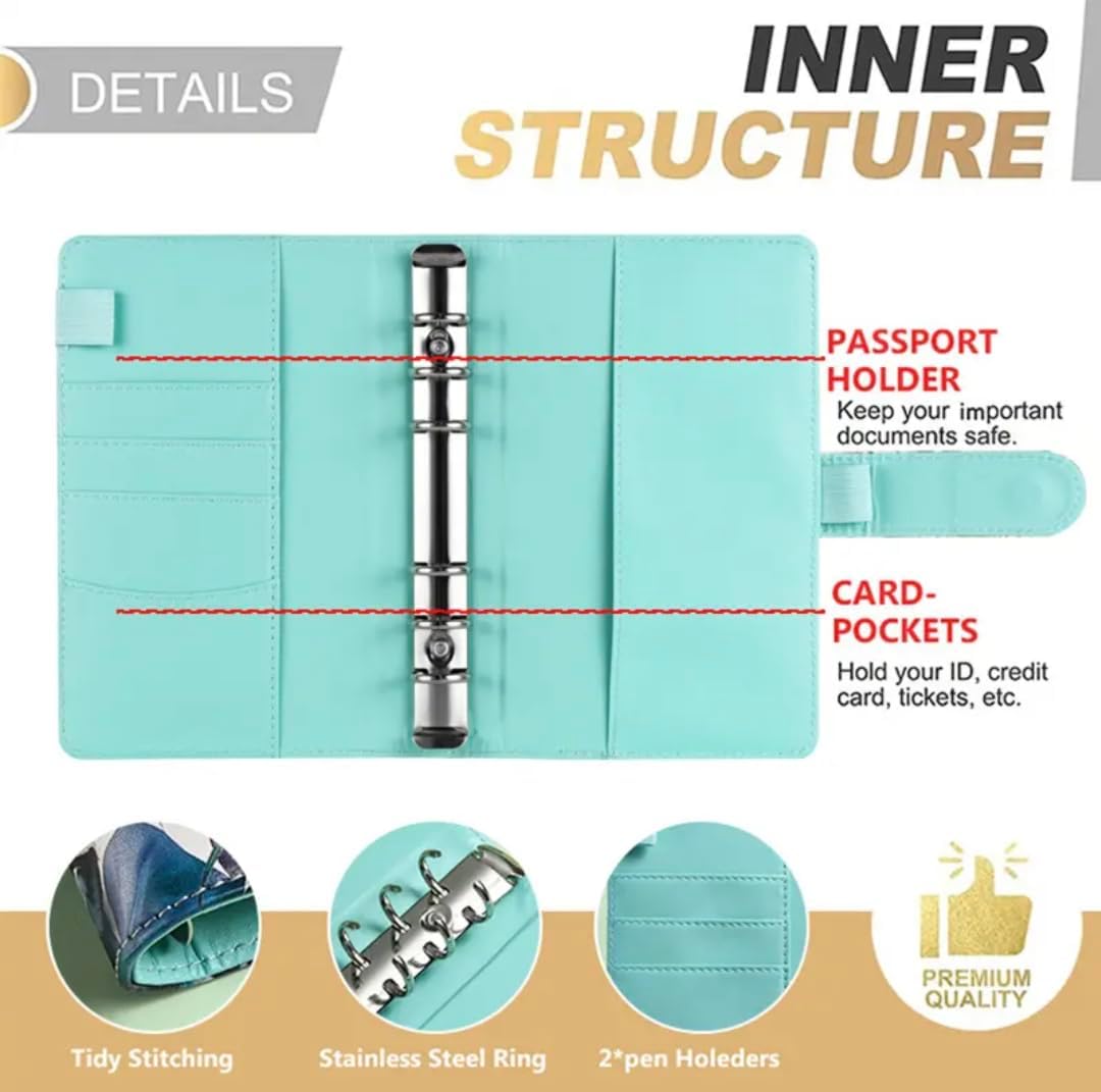 Budget Binder, Money Saving Binder with Cash Envelopes and Expense Budget Sheets for Budgeting (Green/Blue) image 2