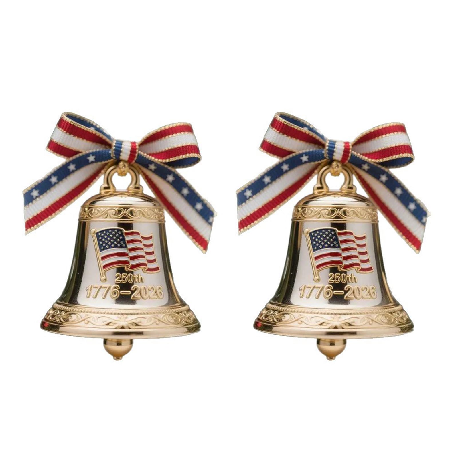 KAQNTUD Christmas Tree Decoration Metal Bells Hanging Decorations Bells 250th Anniversary Ornament for Mantle Shop Window Metal Christmas Bell Decoration