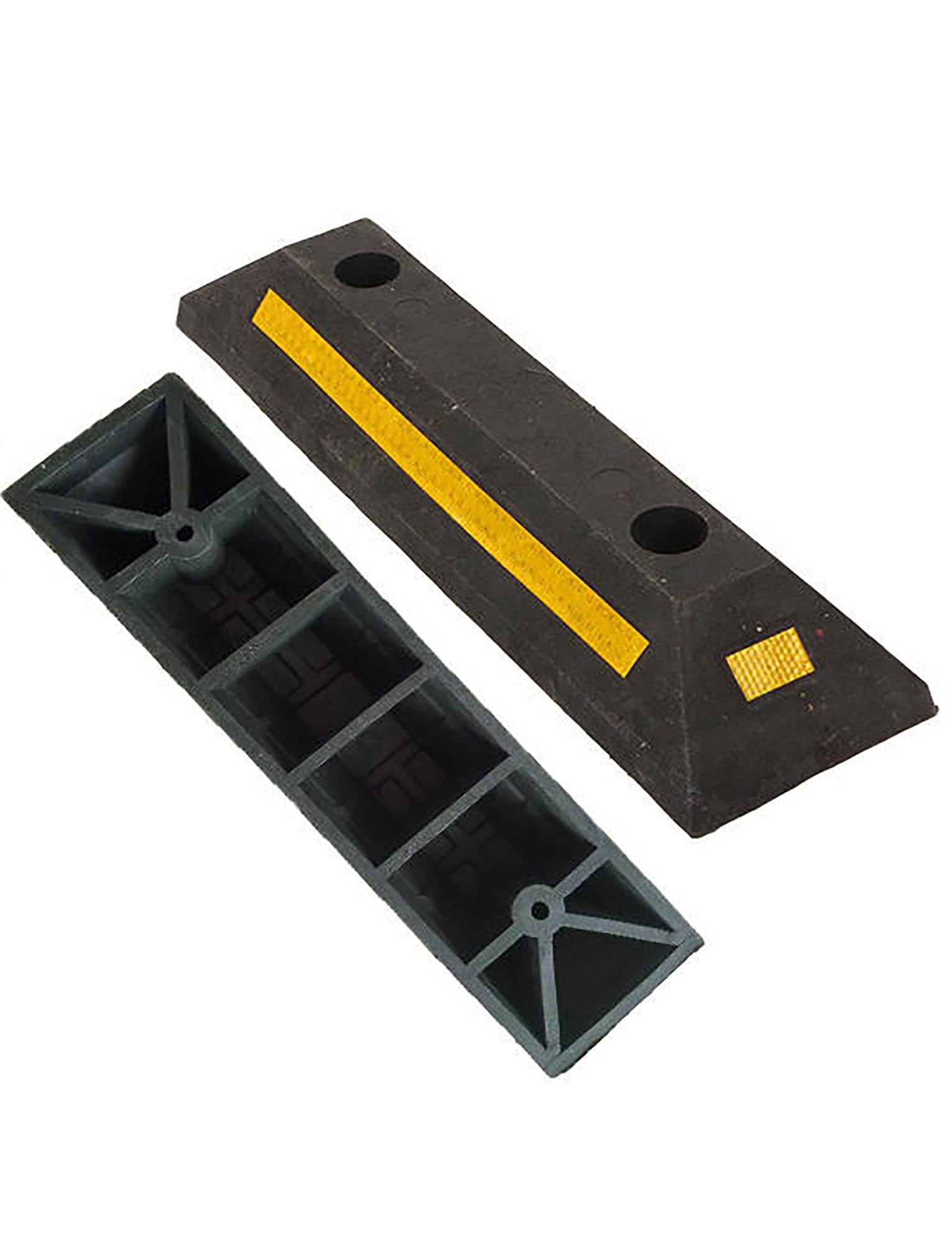 Kliny pod koła samochodowe, Gumowe stopery parkingowe, czarne, 55x10x15 cm, opakowanie 2 szt(3kg)