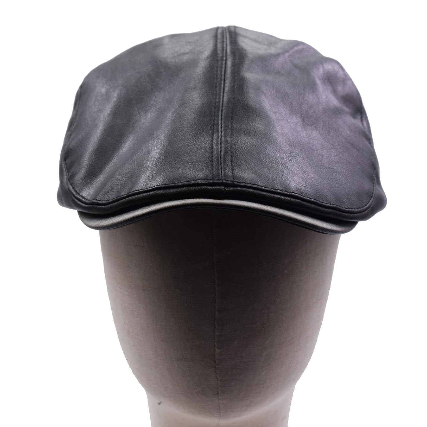 Yosang Leather Newsboy Hats for Men Irish Cabbie Ivy Gatsby Flat Driving Hat Black
