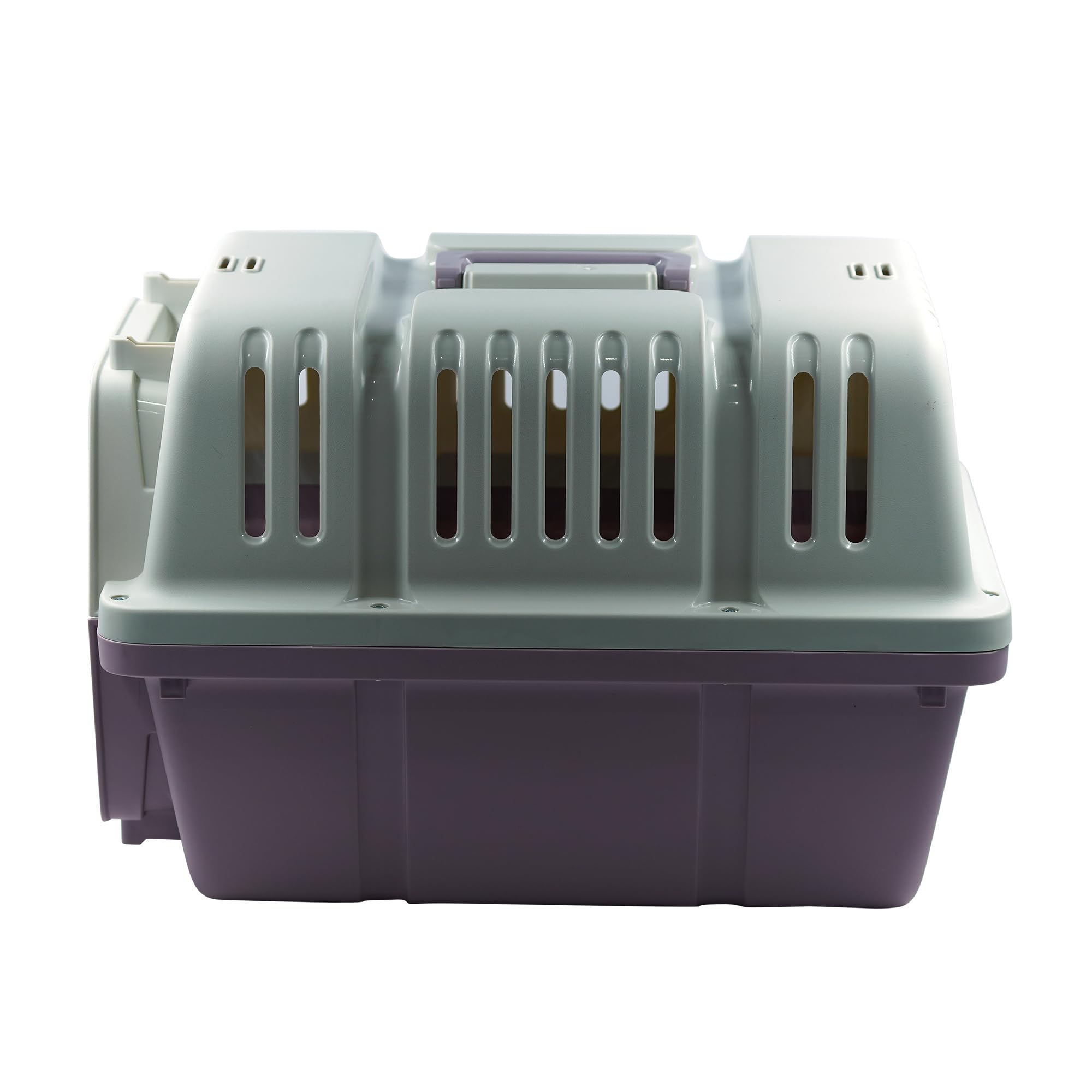 Trasportatore per animali domestici da viaggio trasportatore gatto trasportino cane piccolo scatola rigida in plastica con manico pieghevole (verde, 50 x 34,5 x 34 cm)
