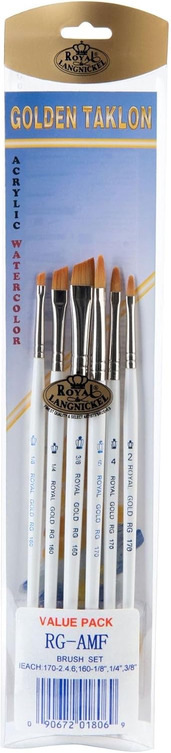 Royal Gold Royal & Langnickel Filbert and Angular Artist Brush Set, 6-Piece