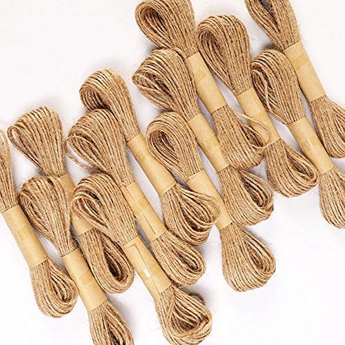 YS Supplies Jute Twine, 12 Bundles 1mm Natural Jute String for Artworks, DIY Crafts, Picture Display and Embellishments, Gift Wrapping Twine,Brown