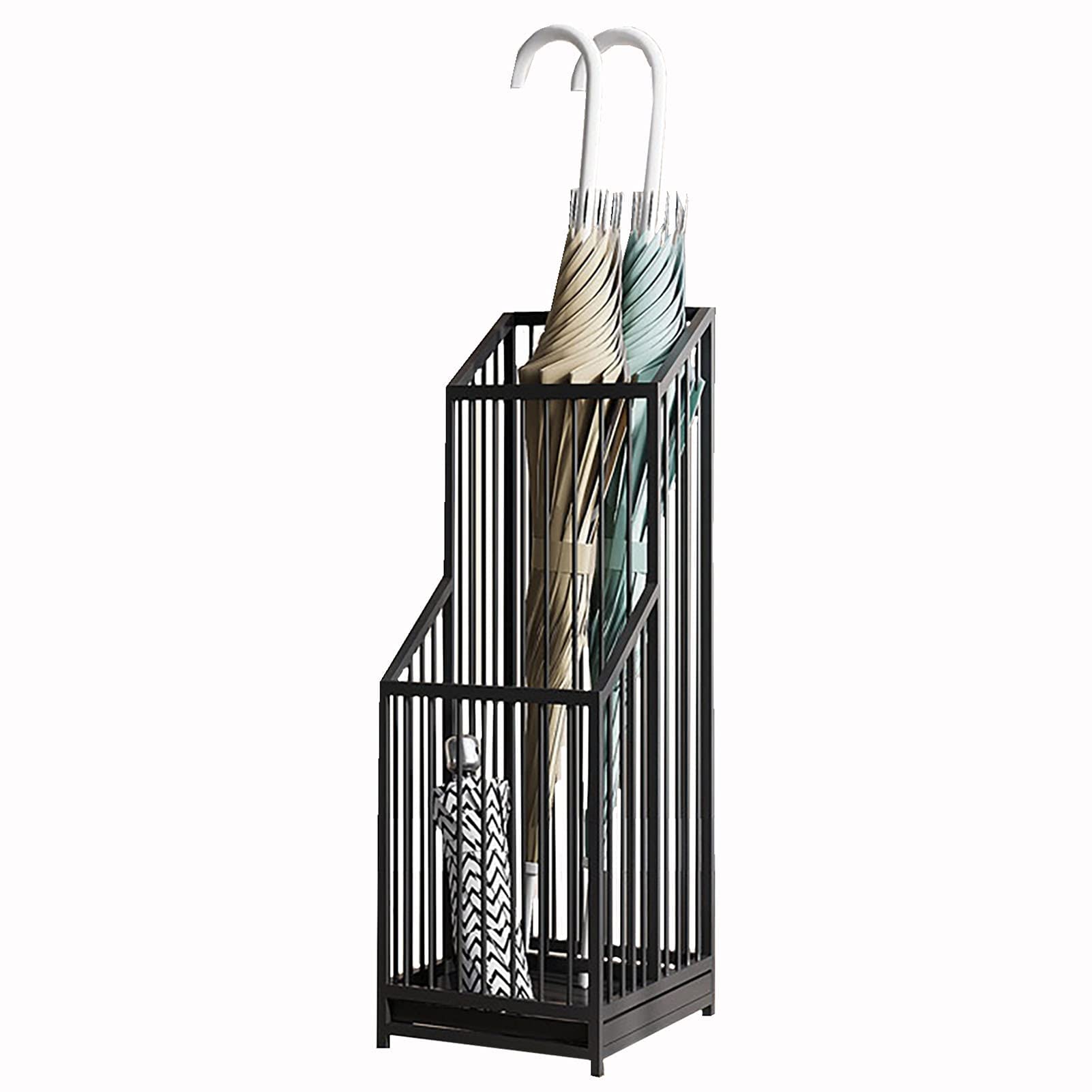 Porte-parapluie à 2 niveaux en métal antirouille noir pour l'entrée