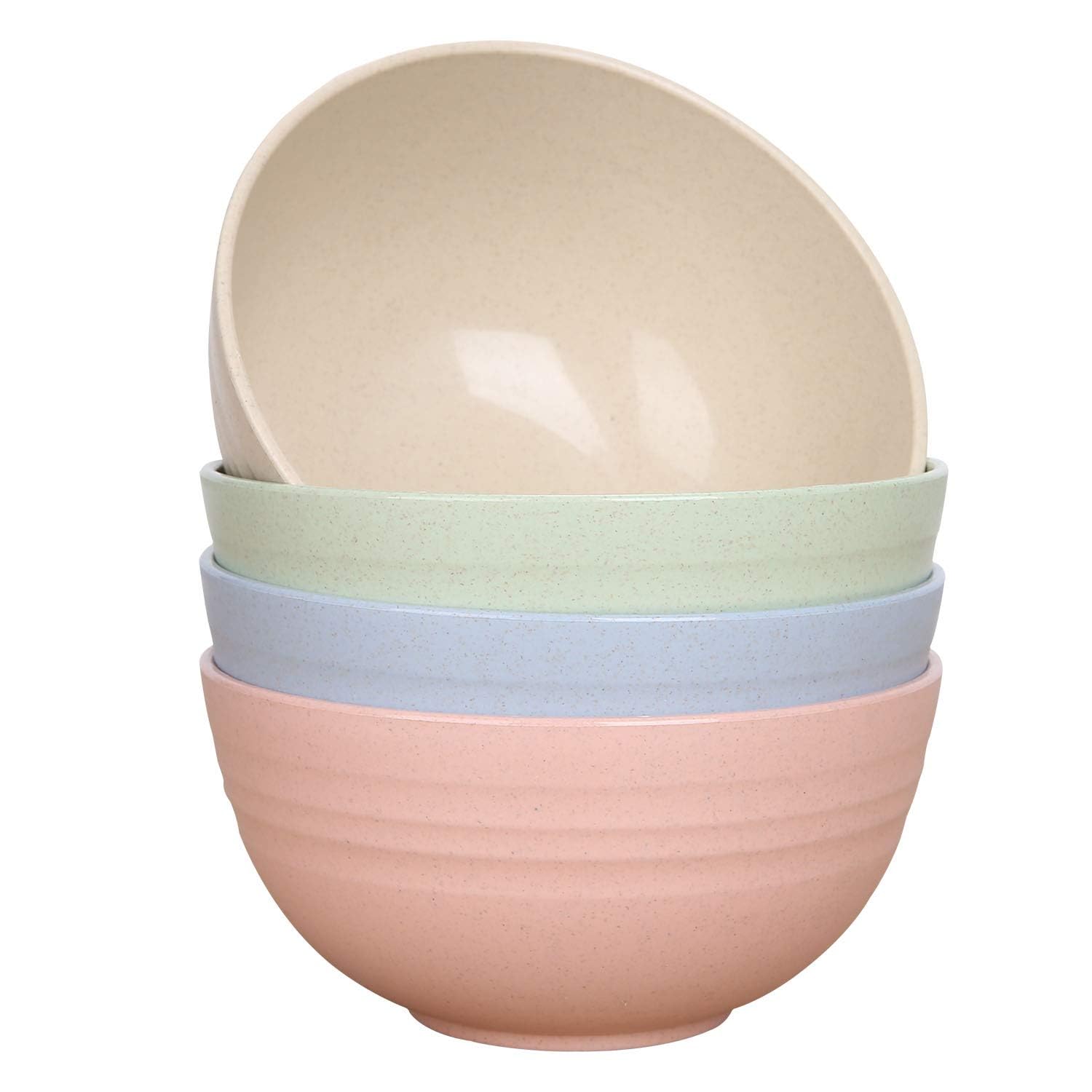 SKAIV Unbreakable Cereal Bowls, Set of 4 Dinnerware Wheat Straw Fiber Bowls for Serving Soup, Oatmeal, Pasta and Salad - Microwave and Dishwasher Safe BPA Free (800 ML)