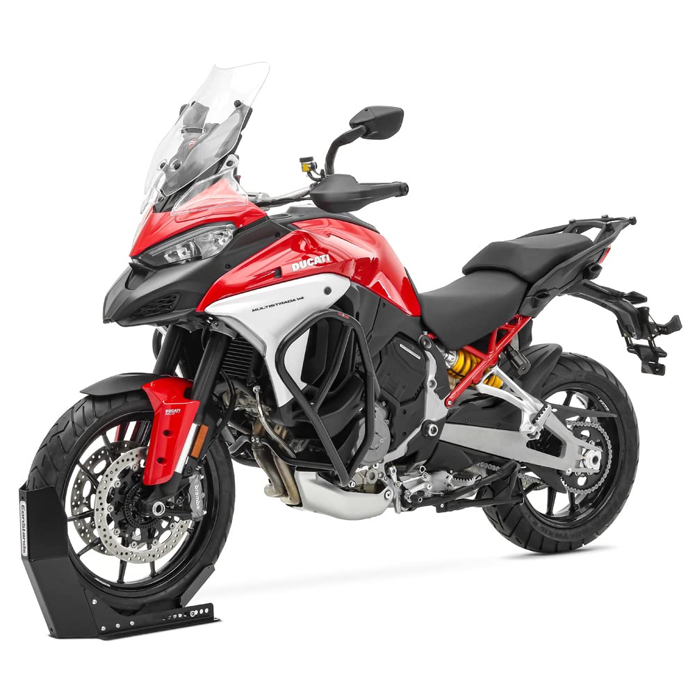 ConStands Easy Transport Fix - Motorrad Wippe Schwarz kompatibel mit Anhänger Vorderrad Transportständer Motocross Roller DPLB3