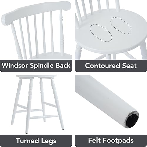 Miniatura 3 de chairus Juego de 3 taburetes de bar Windsor de 24 pulgadas de altura de mostrador, taburetes de madera de granja con respaldo de eje y patas