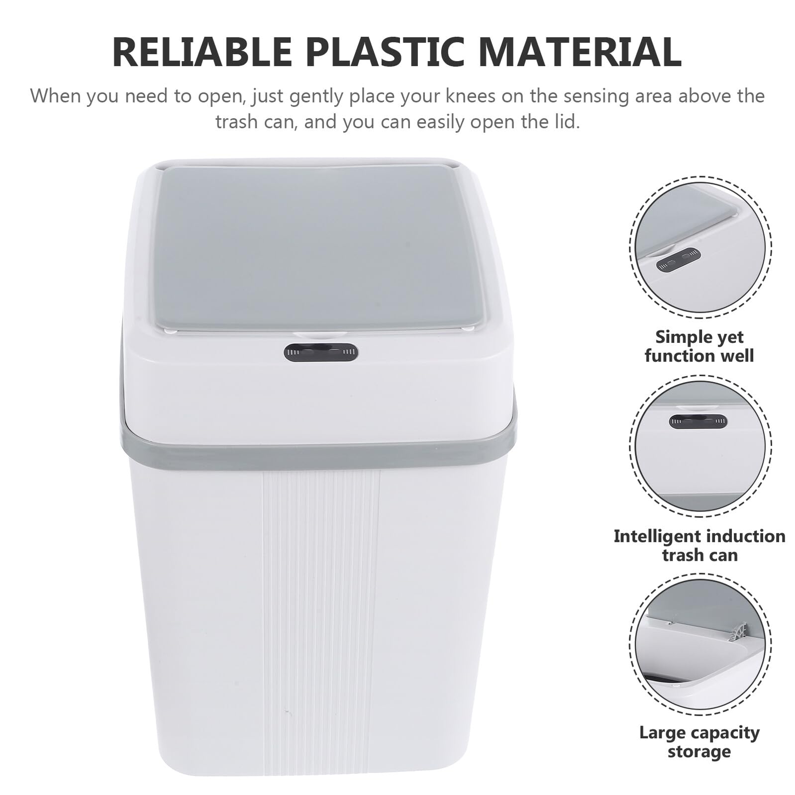 Papelera Automática con Sensor de Movimiento Capacidad Tapa Silenciosa Cubo Basura Plástico para Baño Cocina y Dormitorio Cubo Inteligente Doméstico