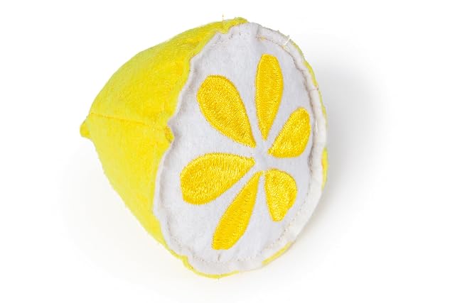 KARLIE K Juguete Gato Textil Amarillo, LIMÓN 6,5 CM