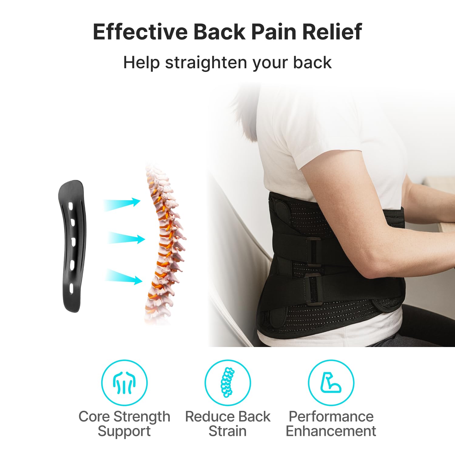 Breathable Lumbar Support Belt for Men & Women – Adjustable Back Brace for Lower Back Pain Relief, Office Sitting, Driving & Heavy Lifting (Gray, X-Large)
