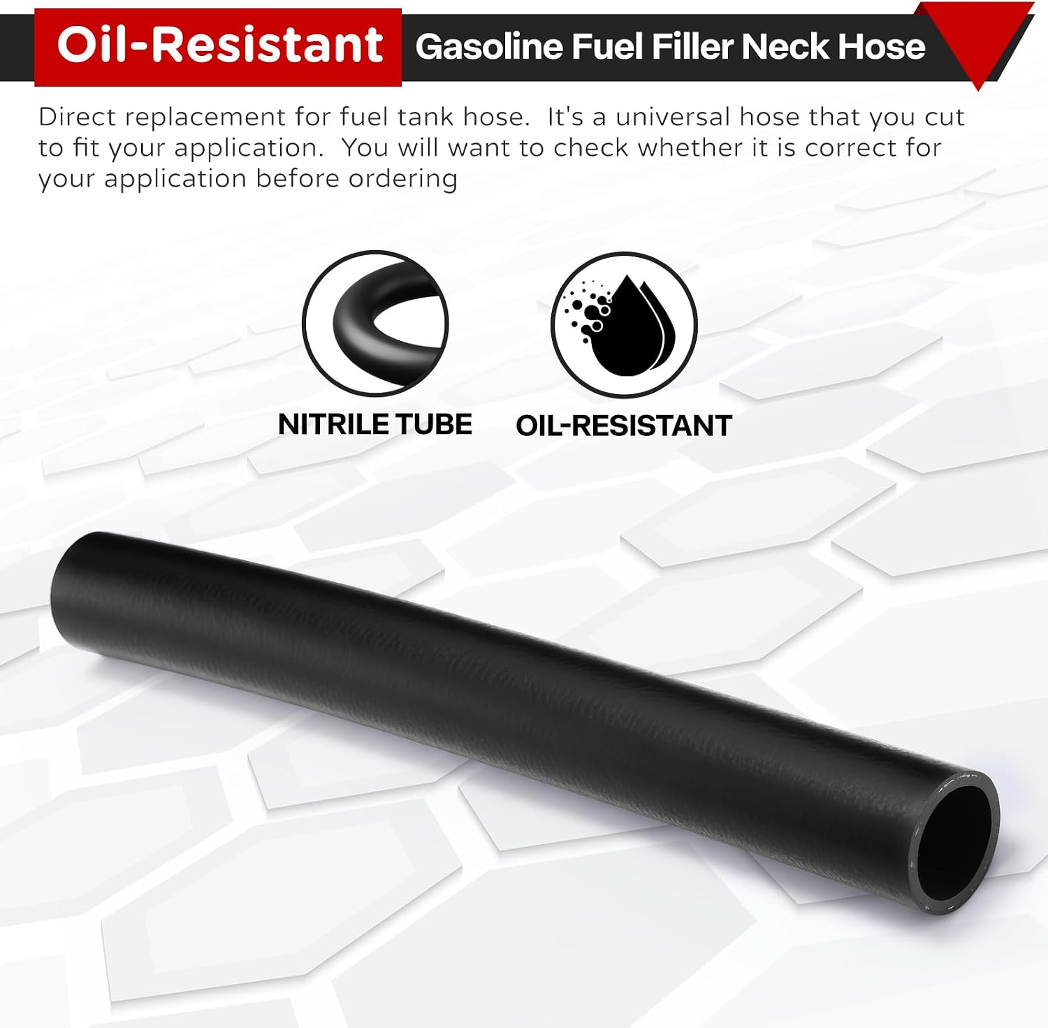 Gas Tank Filler Hose with 4 Clamps,1 1/2" ID Reinforced Gasoline Fuel Filler Neck Hose (Straight, 7 7/8"Long)