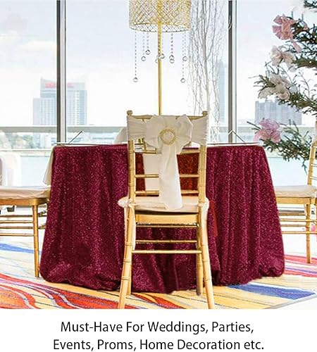 Vista 50 de ShiDianYi Mantel redondo de 90 pulgadas, mantel de lentejuelas color fucsia con purpurina para tarta, postre brillante, para fiesta de cumpleaños