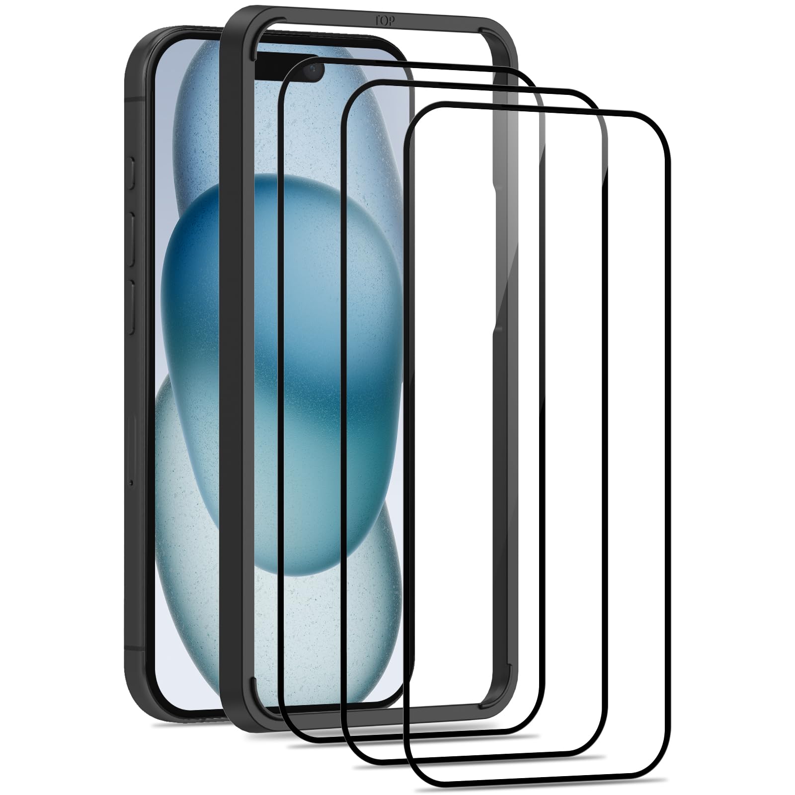 3 Stück Panzerglas Für IPhone 15 Pro – Displayschutz Mit 9H Härte, Blasenfrei, Inkl. Installationsrahmen