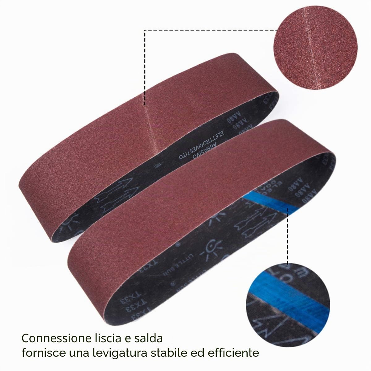 STEBRUAM Nastri Abrasivi 75 x 533 mm,Set di Nastro Abrasivo (3 x grana 80/120/150/240/400 Mixpack) per Levigatrici a Nastro(15 pezzi)