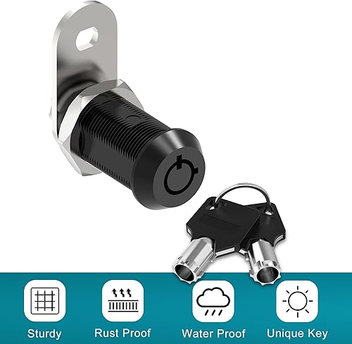 Miniatura 2 de Paquete de 2 cerraduras negras de 58 pulgadas para gabinete, cerradura de almacenamiento para buzón de correo y llave similar, cerraduras para