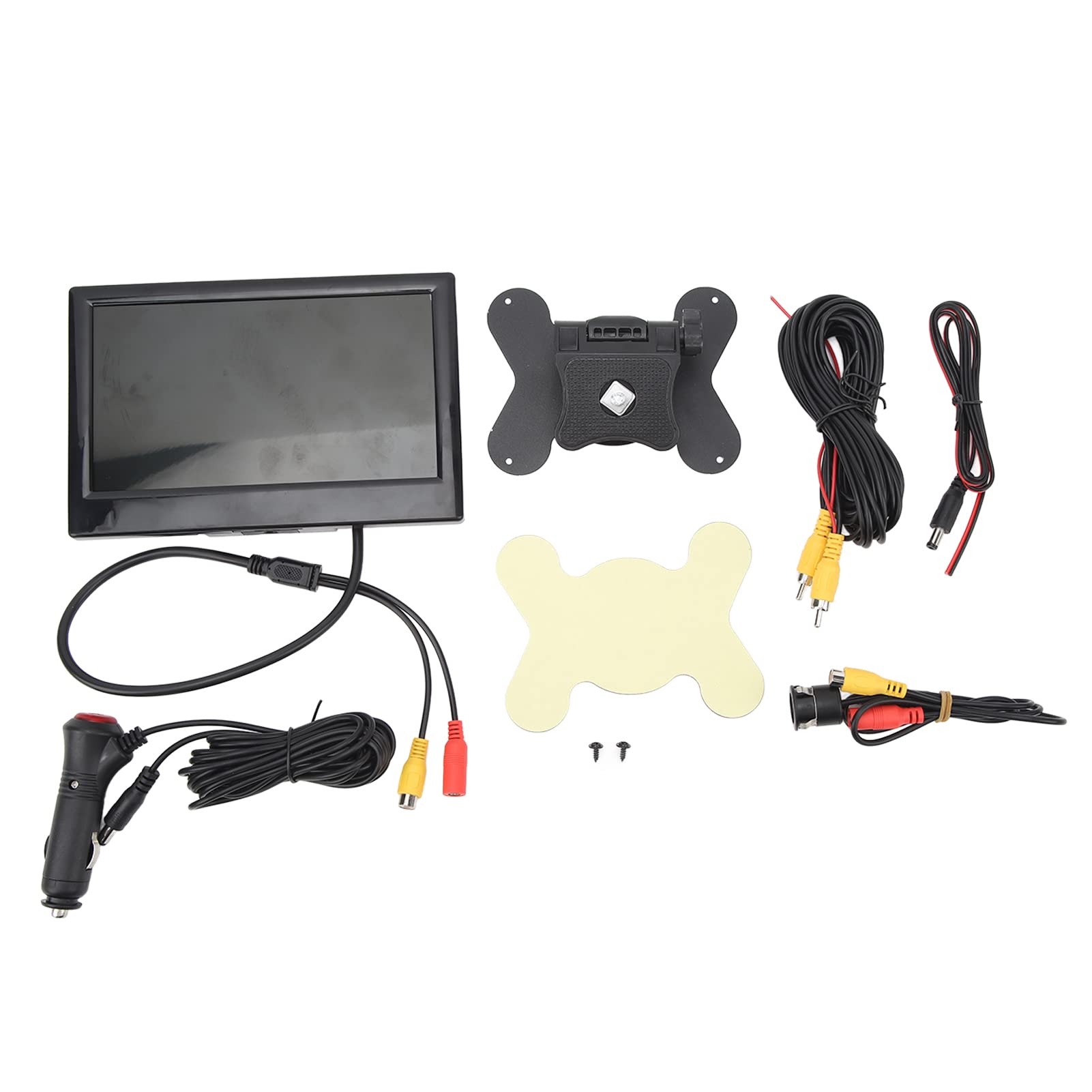 Monitor de Marcha Atrás, Monitor de Marcha Atrás de Coche de 7 Pulgadas, 12 a 24 V, 170 Grados, Gran Angular, Color, LCD, HD, Entrada de Vídeo Bidireccional para Camiones, (cámara redonda)