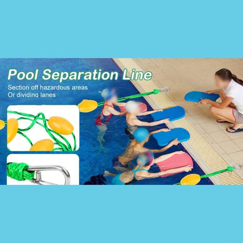 Schwimmbad Bahnenleine Sicherheitsseil 5M/16ft Trennleine Mit 5 Schwimmkörpern Für Pool UV-Beständig(Green Black)