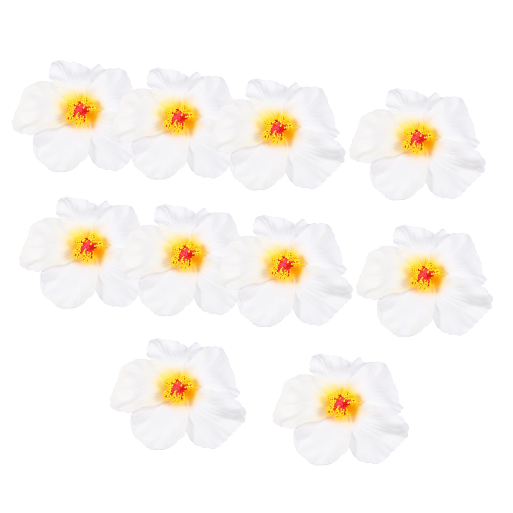 OUNONA 10pcs Artificial Hibiscus Flowers for Decoration Realistic Simulation Hawaiian Flowers for DIY Party Ornaments for Summer Events and Photography Props