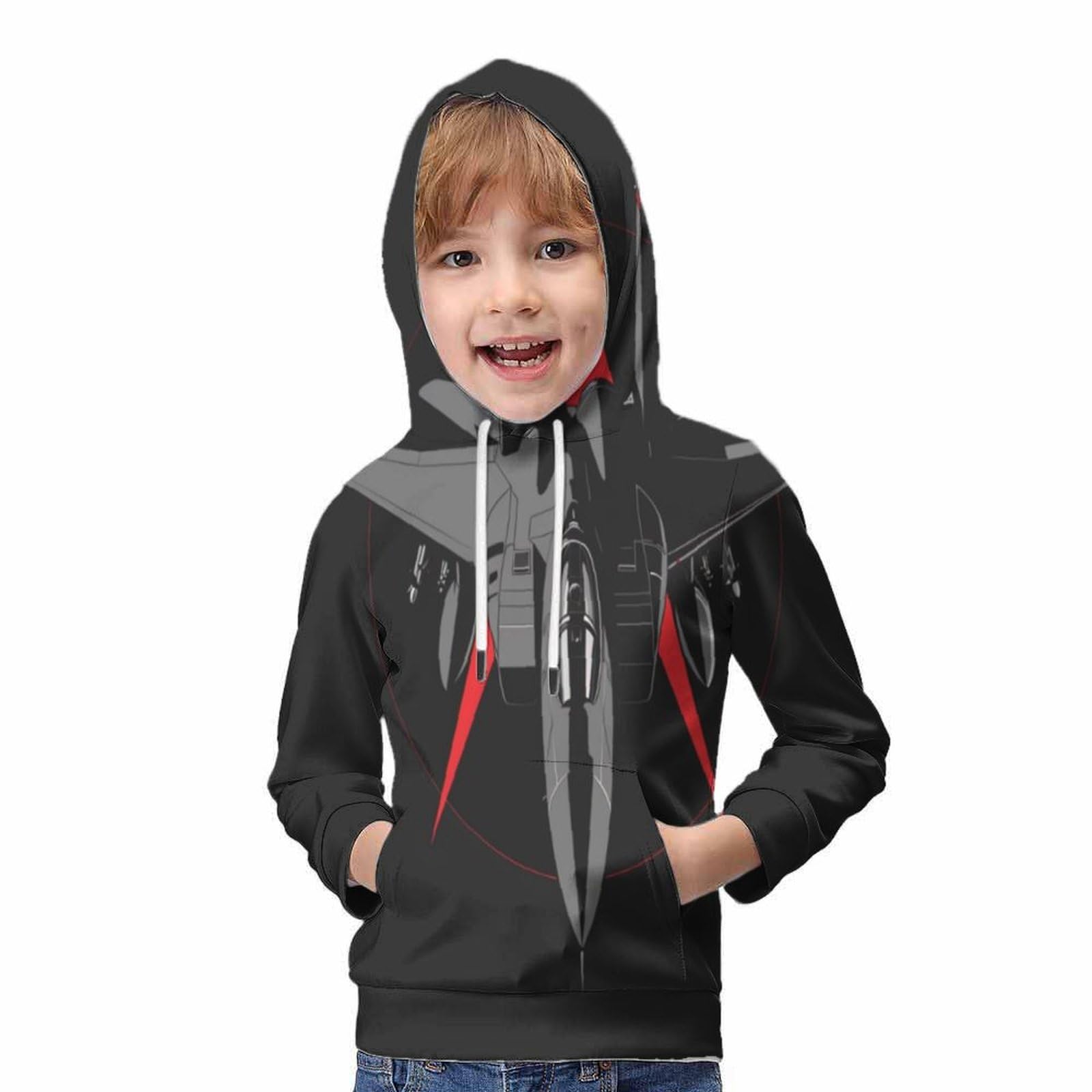Avión de Murciélagoalla Sudaderas con Capucha para Niño Y Niña Impresión En 3D Invierno Jerséis Sudadera Ligera Sudadera con Cordón Y Bolsillos 6-15 Años