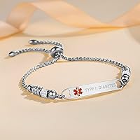 Vista 13 de mnmoom Pulseras de alerta médica para mujer, pulseras de identificación médica de corazón de acero inoxidable con grabado gratuito