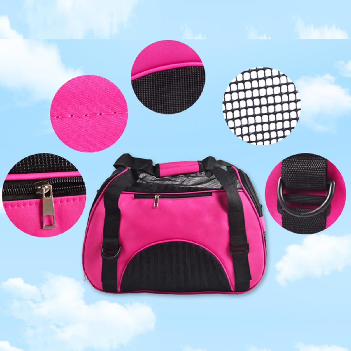 HANABASS Pet Carrier Bag for Dogs Cats Soft Sided Travel Handbag with Safety Zippers Comfortable Mesh Design for S Green