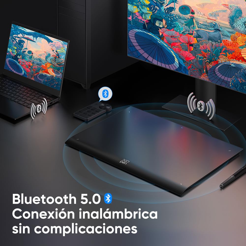 XPPEN Deco Pro MW Gen2 Tableta Gráfica Dibujo Digital Bluetooth con Lapiz X3Pro de 16k Niveles de Presión, Tableta de Dibujo con Teclas Expresas Inalámbrica (9”x6”)