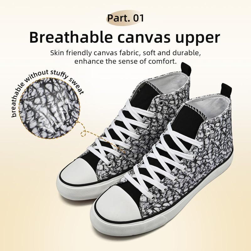 Canvas High Top Sneakers for Women Men Classic Lace Up Canvas Shoes Womens Mens Fashion High Top Sneakers Casual Tennis Walking Shoes - Image 3