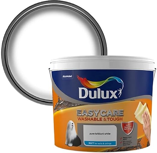 Dulux Easycare Pure Brilliant white Matt Emulsion paint 10L Tub