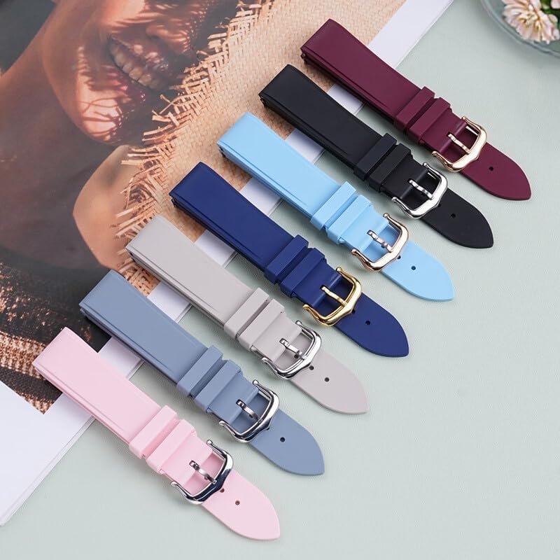 Quick Release Fluorine Rubber Watch Band For Cartier Santos Dumont Viton Men Women's Fkm Watch Strap 15.5mm 17.5mm Accessories