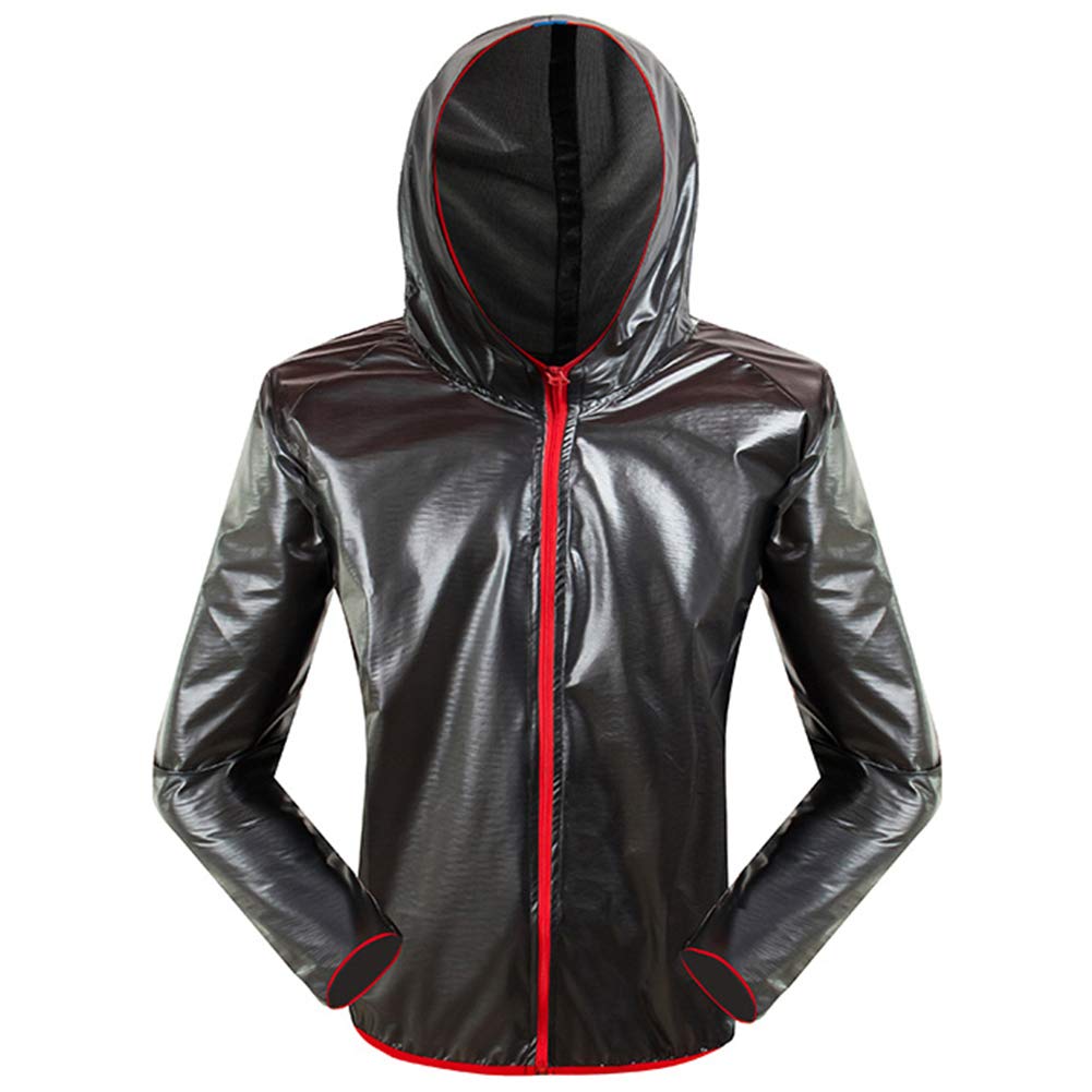 Chubasquero plegable para hombre, impermeable, resistente al viento, impermeable, transpirable, con poncho separado, protector de lluvia para bicicleta, senderismo, camping, Negro , XXXL