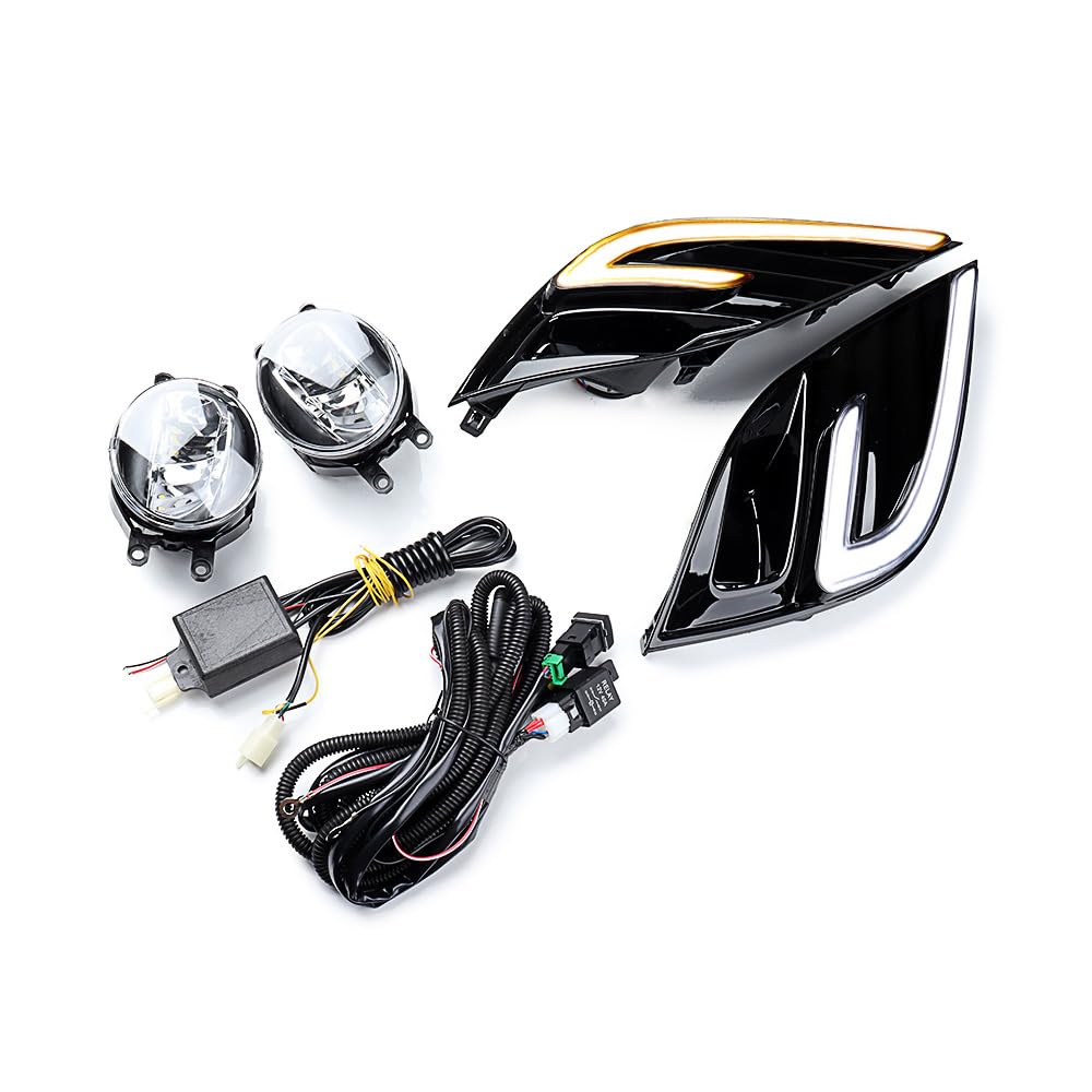 Astra Depot Left Right Dual Function LED DRL Daytime Running Turn Signal Light + 2X Fog Lamps Compatible for 2018-2020 Toyota Camry SE XSE TRD 8148106170, 8148206170, TO1038211, TO1039211