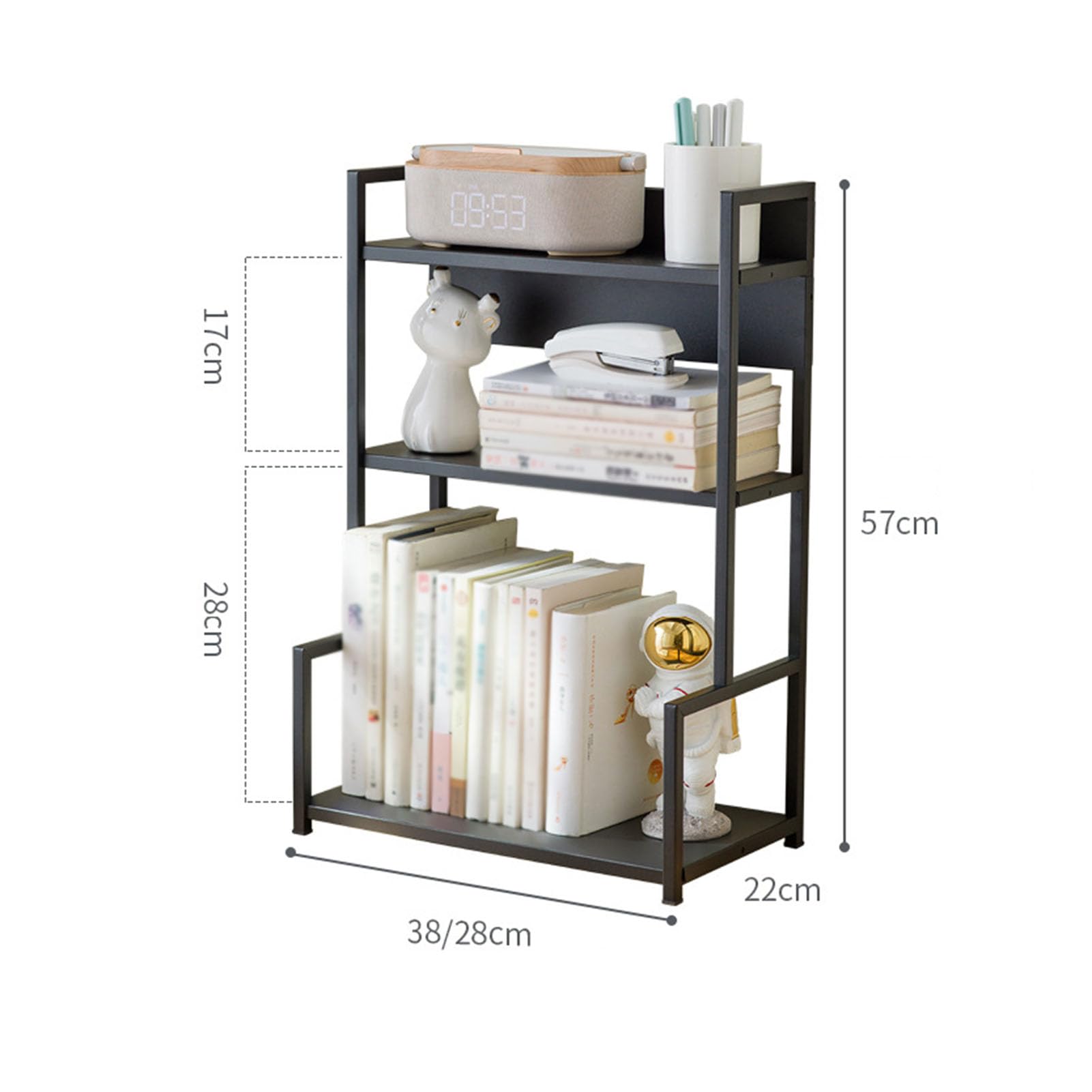 Piccolo Organizer da scrivania in Metallo per Piccoli spazi, Organizer da scrivania e portaoggetti Multiuso, Ripiani autoportanti a 3 Livelli, Organizer da scrivania per dormitori, uffici, casa