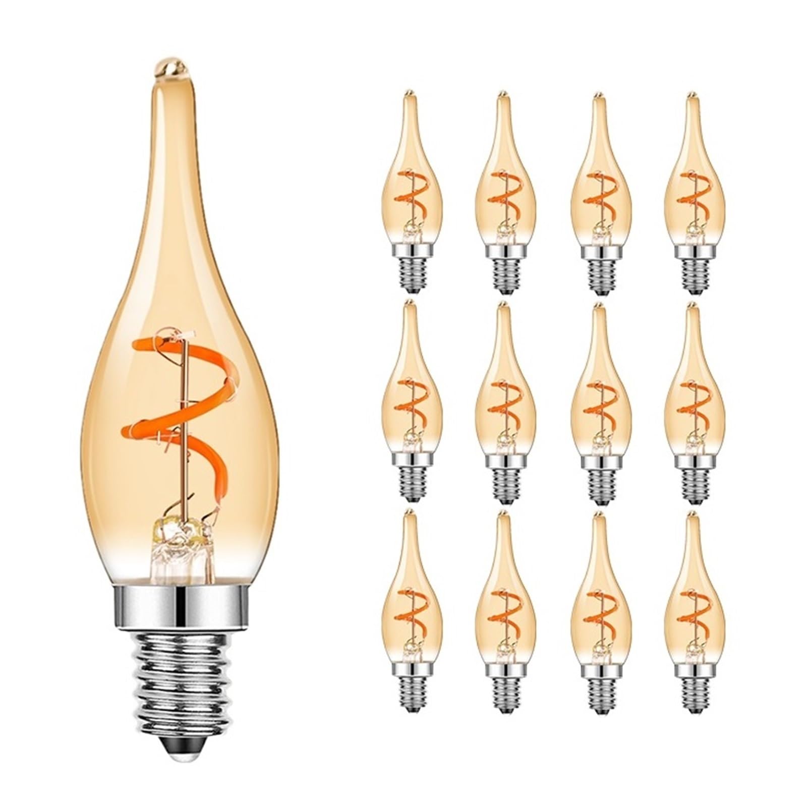 JrEam Retro-Kerze-LED-Lampe C22T 1,5 W Spiralfilament 2200 K E12 E14 dimmbarer Kronleuchter(12PCS Bulb_E14 220V_YES_1.5W)