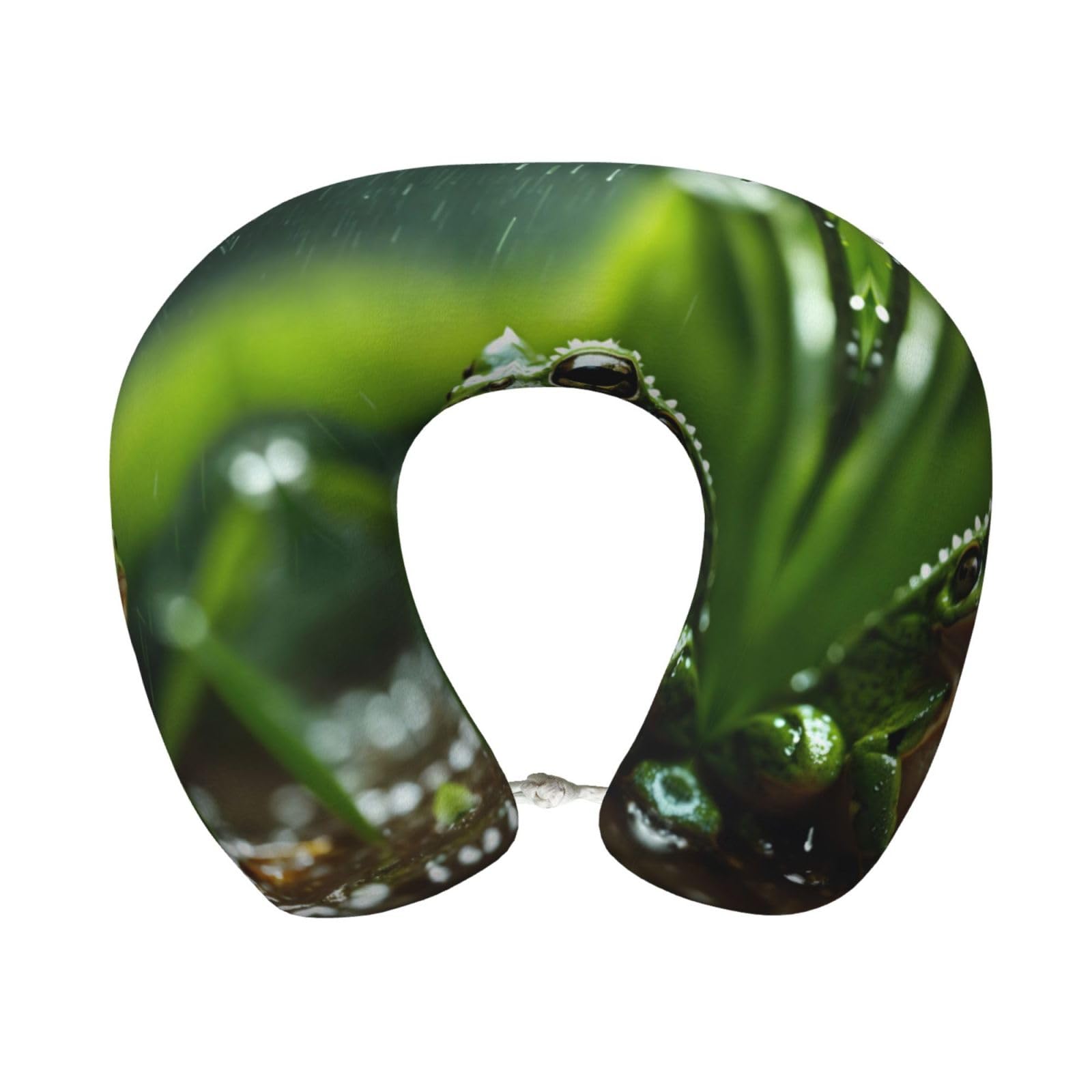 peiyeety Frog and Rain Print Custom U-Shaped Pillow,Memory Foam Cervical Neck Travel Pillow,for Home,Camping,Travelling