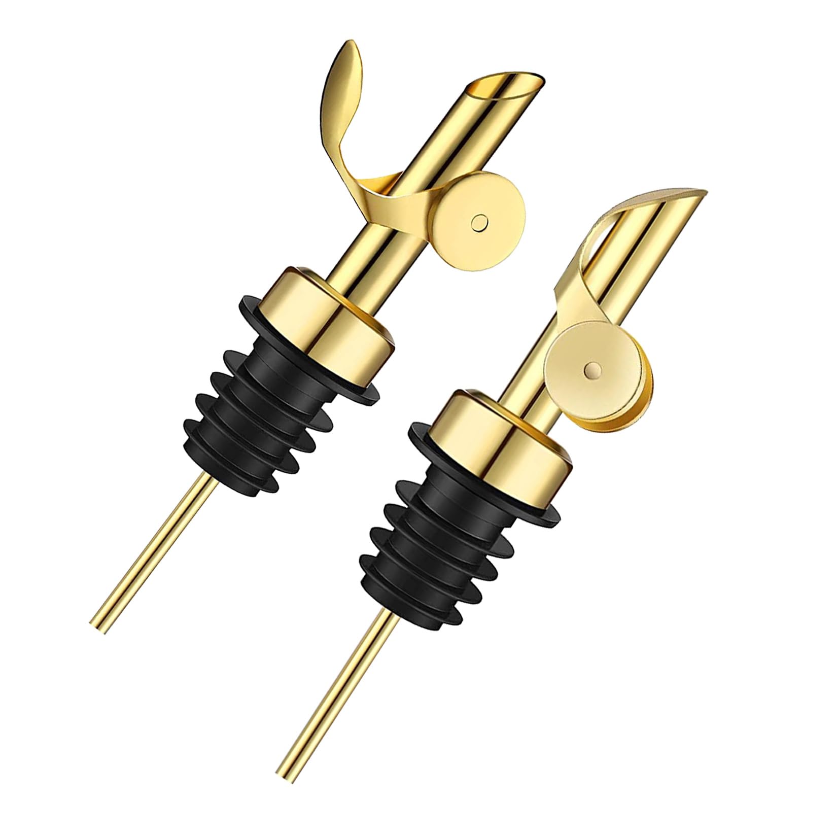 Pafuen 2 Pack Liquor Pour Spout, Oil Pourer, Olive Oil Pour Spout for Olive Oil Dispenser (Gold)