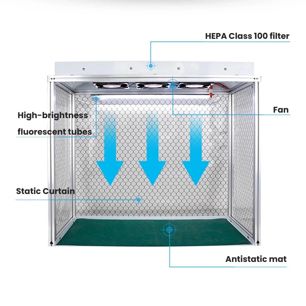 Cabina De Flujo Laminar Vertical Profesional, Mesa De Trabajo Limpia con Flujo De Aire Silencioso, Mesa De Trabajo Portátil para Reparación De Electrónica, Soldadura Y Uso En Laboratorio