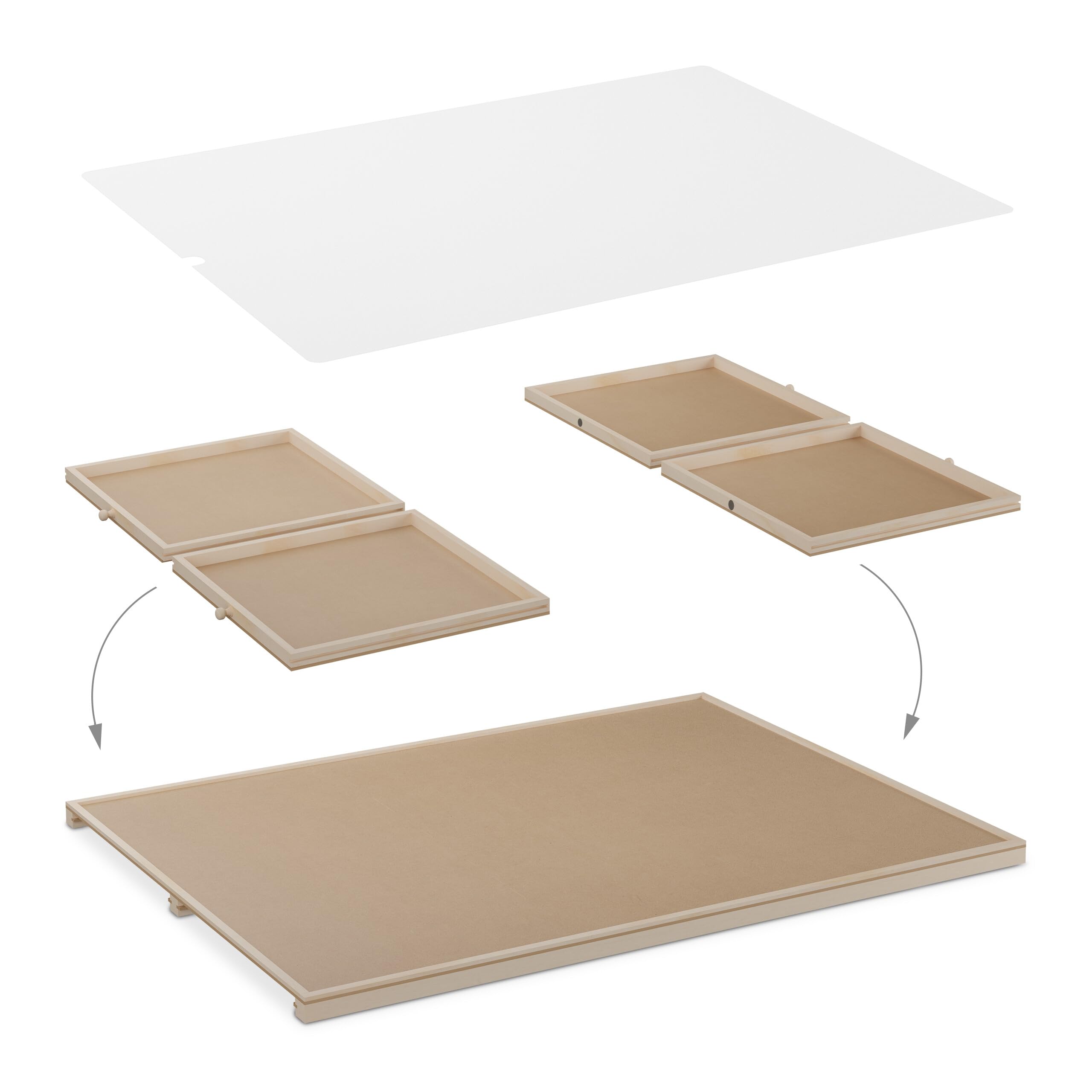 Relaxdays Tavola Porta Puzzle 1500 Pz., Vassoio Inclinabile e Rotante con 4 Cassetti, Tavolo da Gioco in Legno, Naturale
