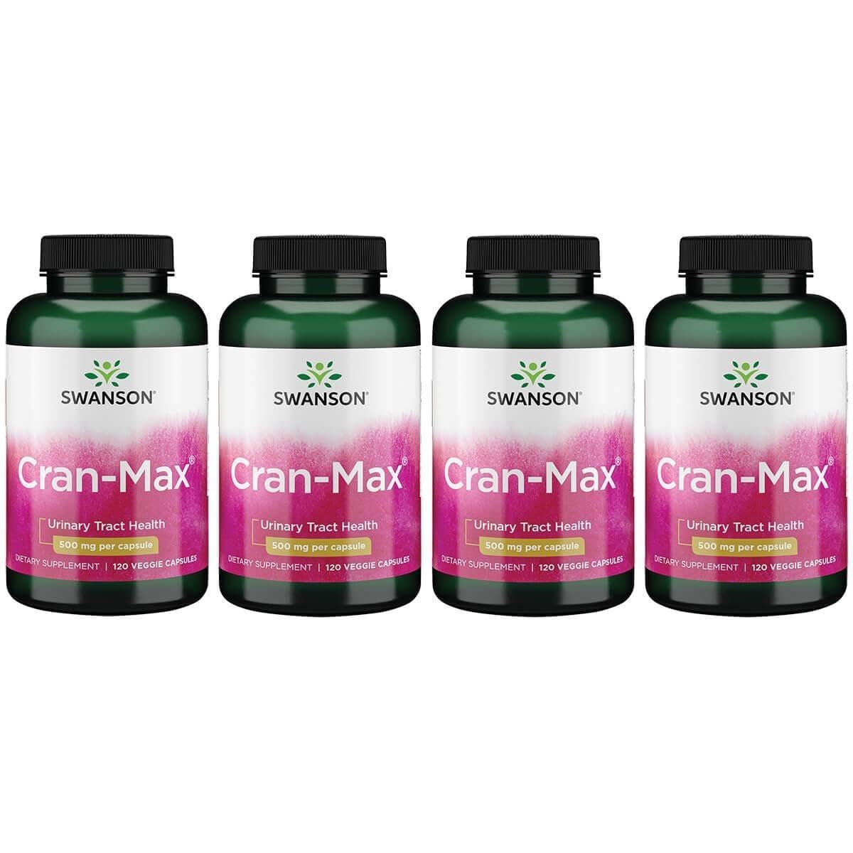 Swanson Cran-Max 500 mg, 120 Vegetarian Capsules, 4 Pack 120 Count (Pack of 4)