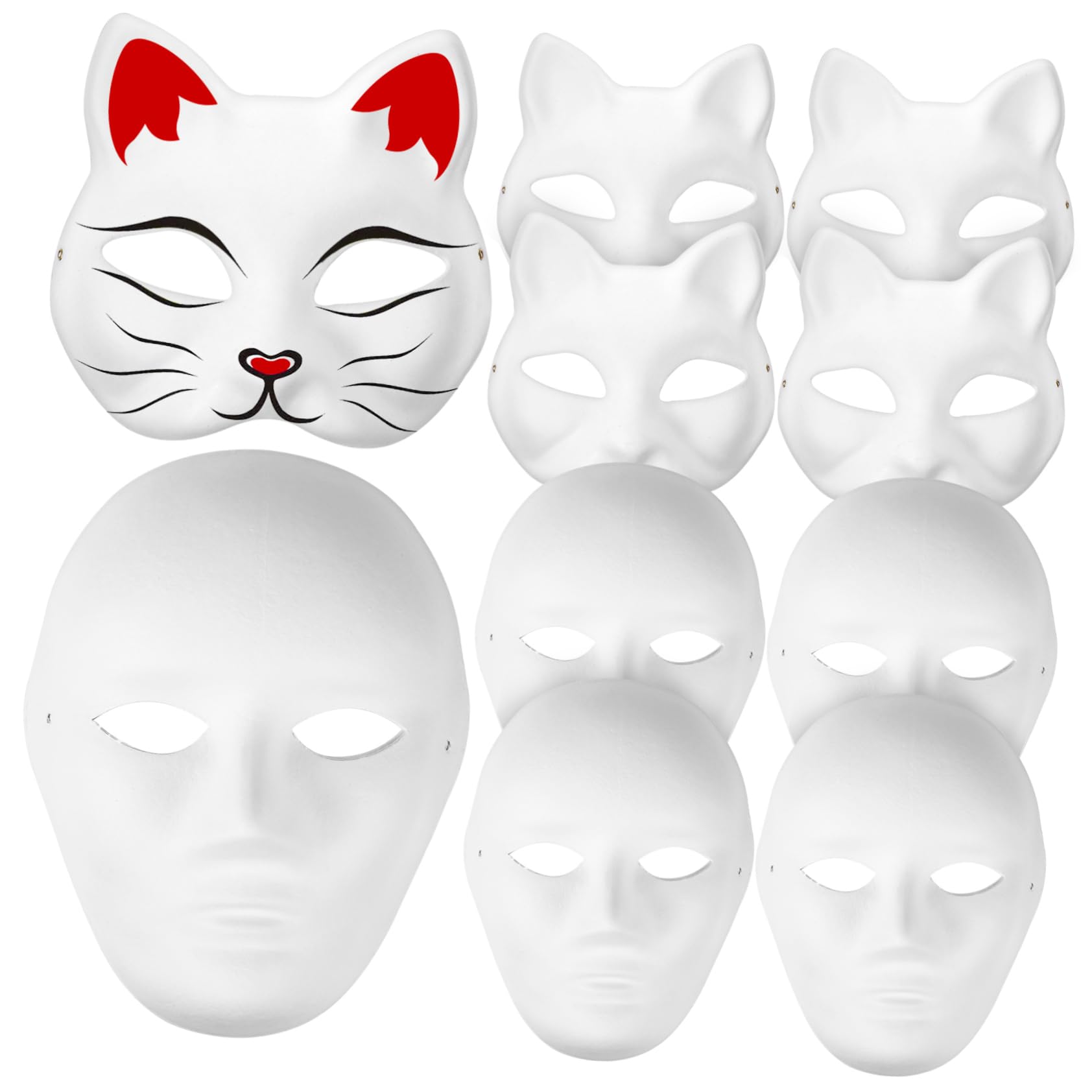 SUPVOX 10 Maschere Verniciabili Diy da Maschere Forma e Uomo per Feste e Halloween Accessori Creativi per Cosplay e Decorazioni da