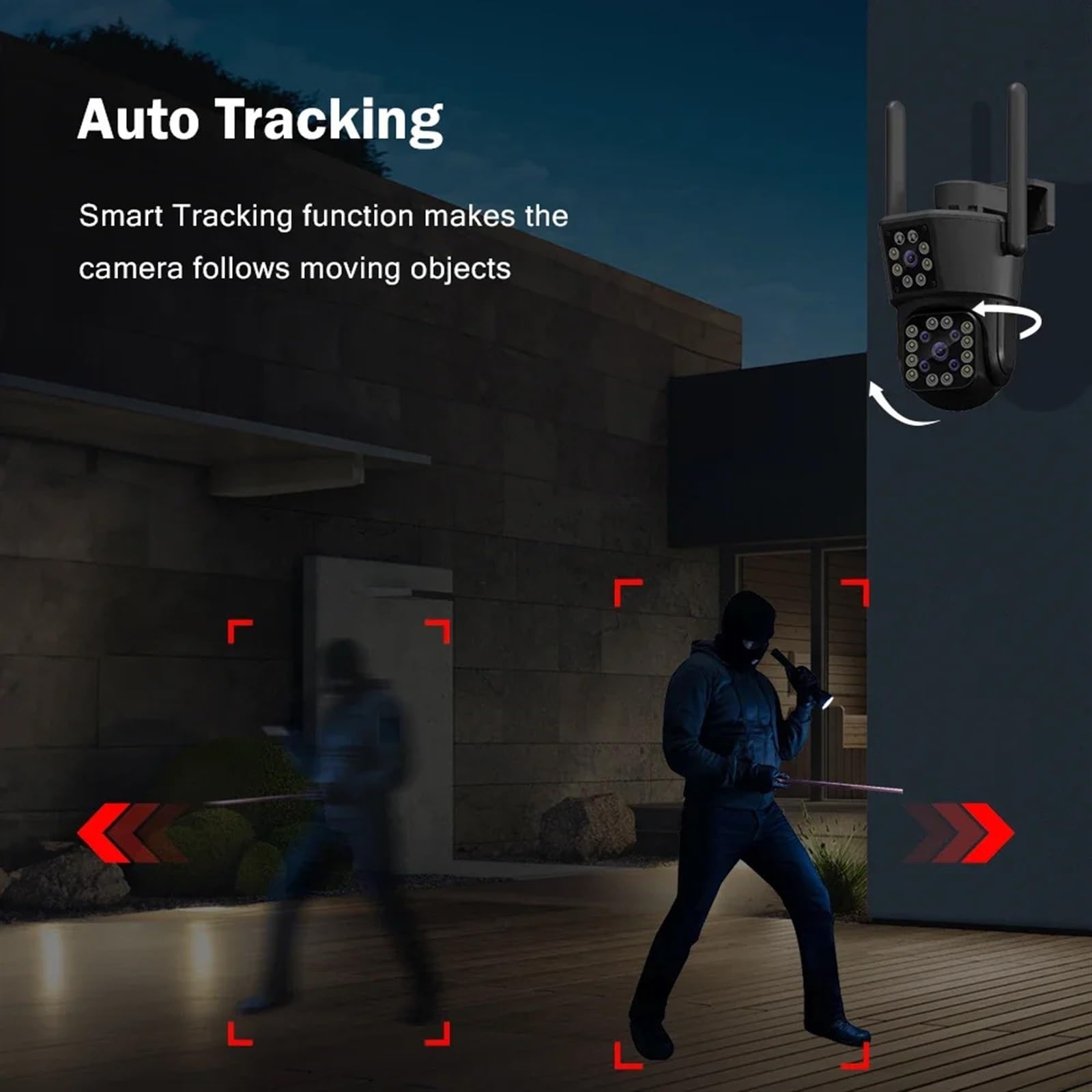 Kamera bezpieczeństwa, 4K 8MP HD kamera PTZ zewnętrzna 6MP podwójny obiektyw ekran AI automatyczne śledzenie IP CCTV nadzór audio-wideo P2P(3K 6MP add 128G)