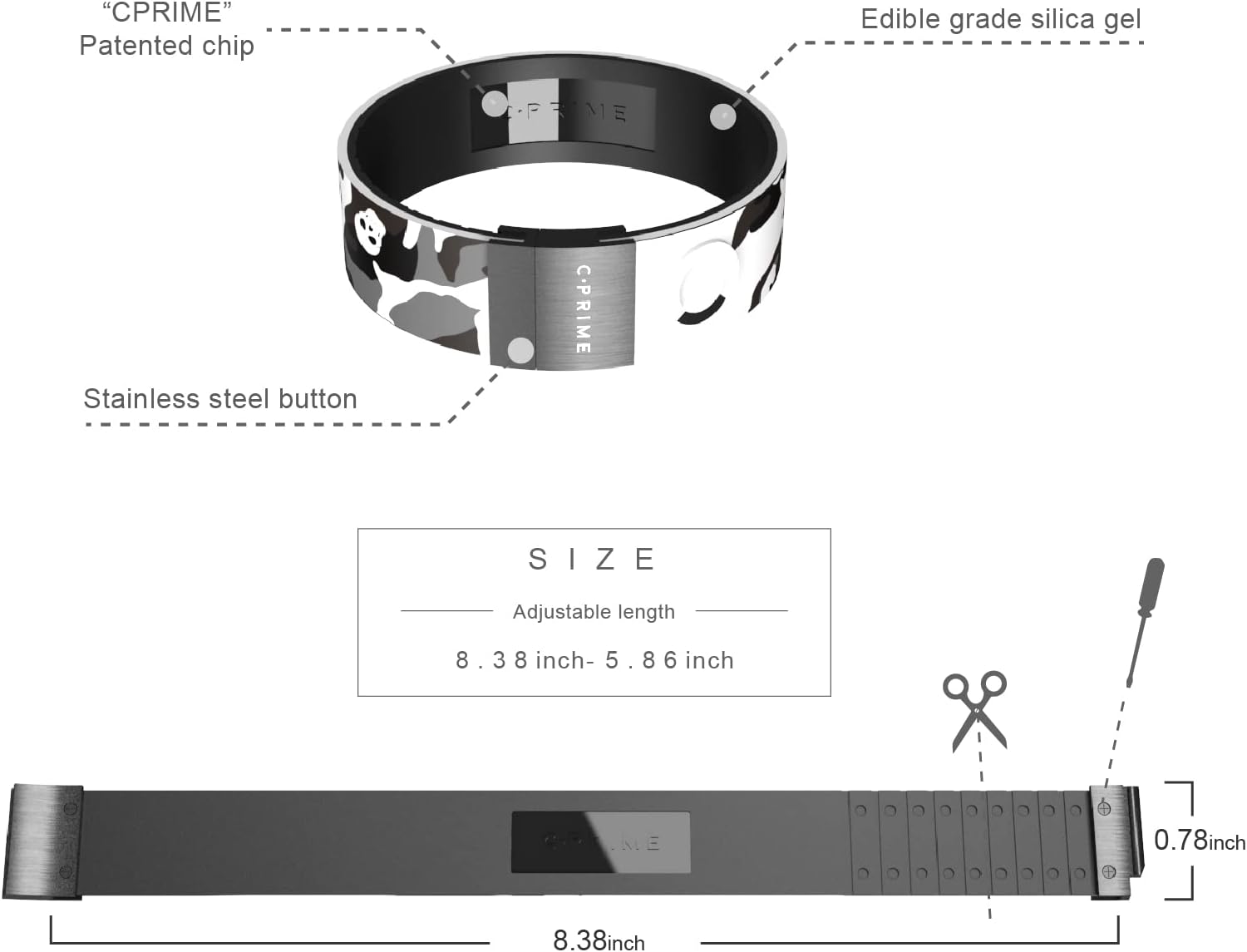cPRIME Sports Balance Bracelet NEO Broadline Cold Size, Silicone Energy Bracelet Men Sport Bracelet Provide Endurance Strength for Sports