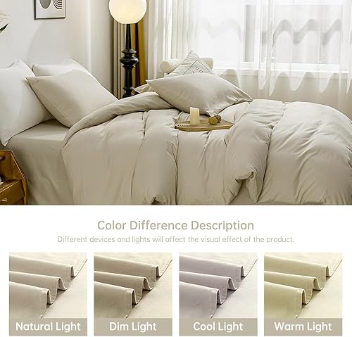 Miniatura 9 de JELLYMONI Funda de edredón tamaño King, funda de edredón 100% algodón lavado con textura similar al lino, juego de ropa de cama ligera y suave de 3