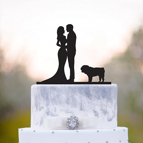 Decoración para pastel de boda con perro, decoración de pastel de perro, bulldog inglés, decoración de pastel de bulldog inglés, decoración con