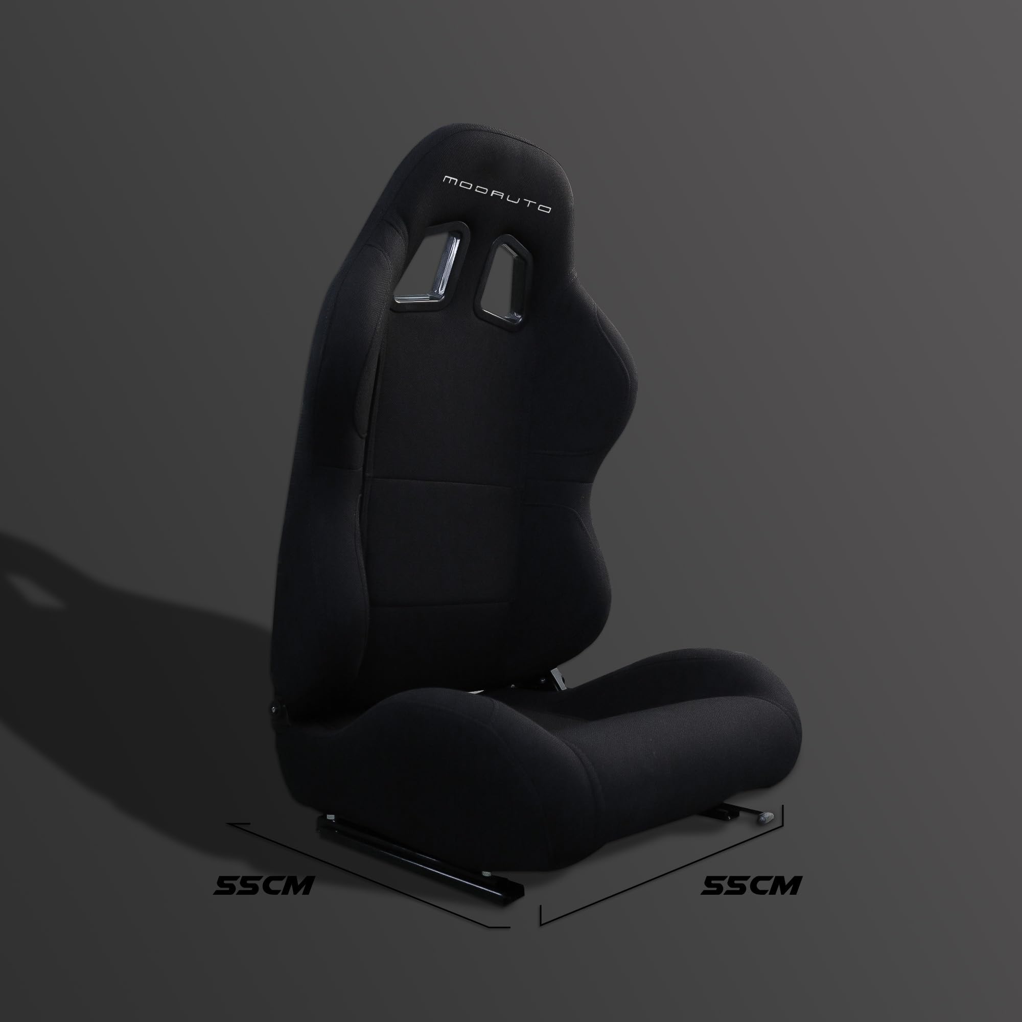 M MODAUTO Asiento Deportivo Coche,Semibaquet Ajustable,de Tela,Adaptable para Coches,Ríeles incluidos,Conductor y Pasajero,para Coche y Simulador de Conducción,Modelo M-N100L,Negro Logo