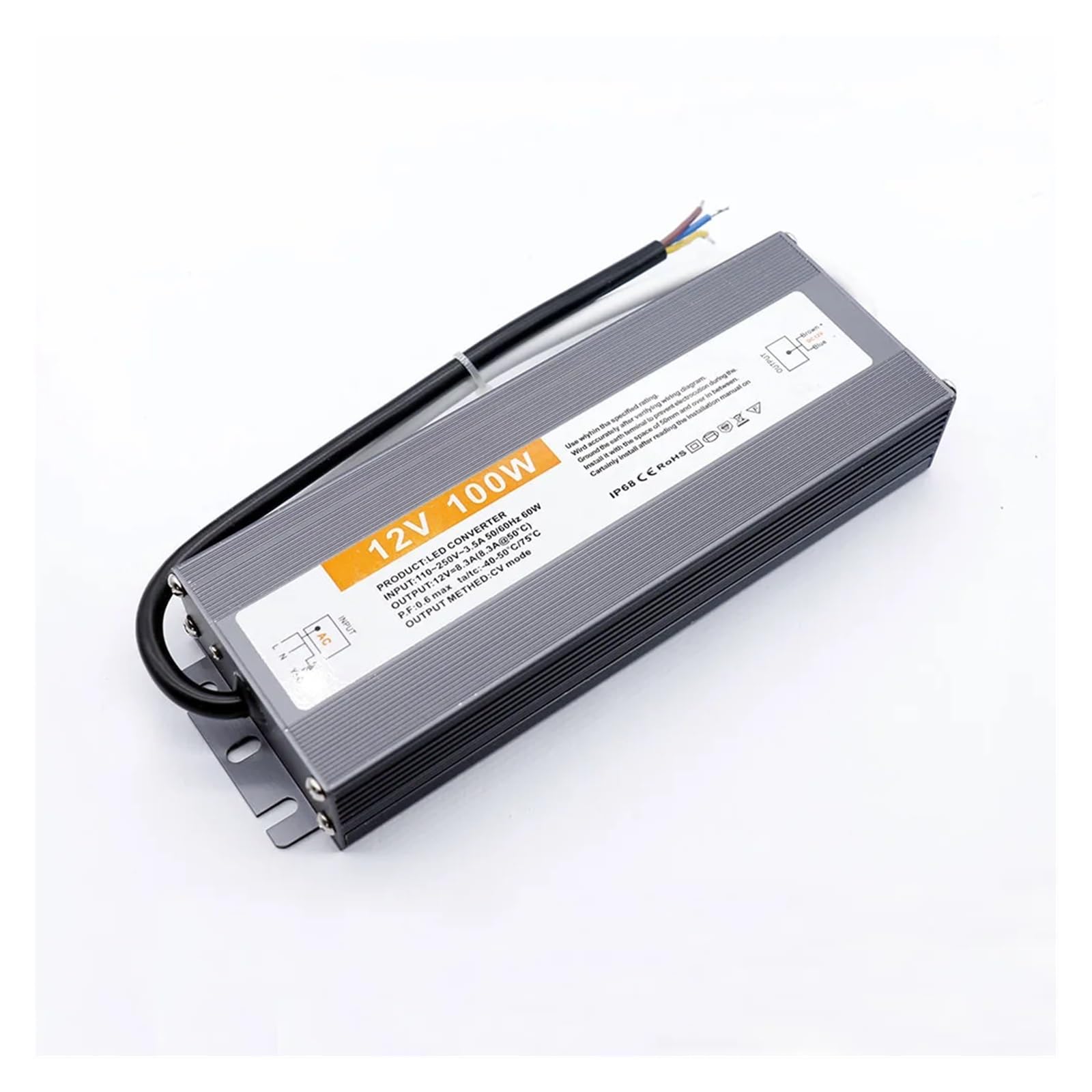 Alimentatore 12V 150w 100w 80w 60w LED impermeabile IP67 driver led Trasformatore da 110V-220V a 12v adatto for lampadine a strisce LED(12V 100W)