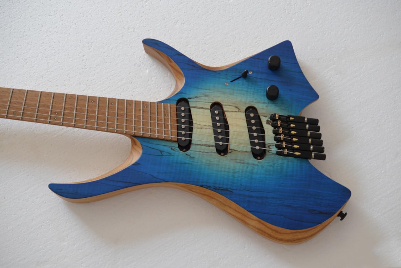 Amazon | 2024 ファンフレット6弦ヘッドレスエレキギターブルー