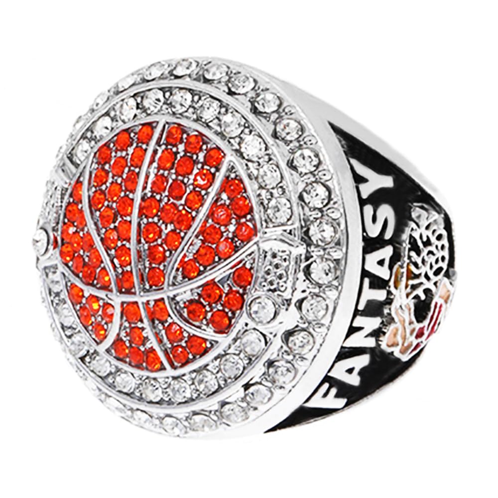 ZZXZJW 12 Pcs Basketball Championship Ring Fantasy Basketball Ring Trophy Award Gift Tournament Championship Ring Winner Tournament Team, from Size 8 to 14 (12 Rings, Size 10)