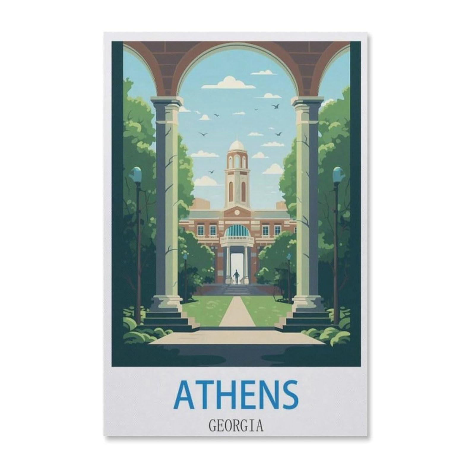 Athens Georgia Vintage Travel Poster,Jigsaws Puzzles 1000 Pieces Classic Jigsaws Educational Games Toys,Best Gift for Adults and Kids(75x50cm)-F53 — image 1