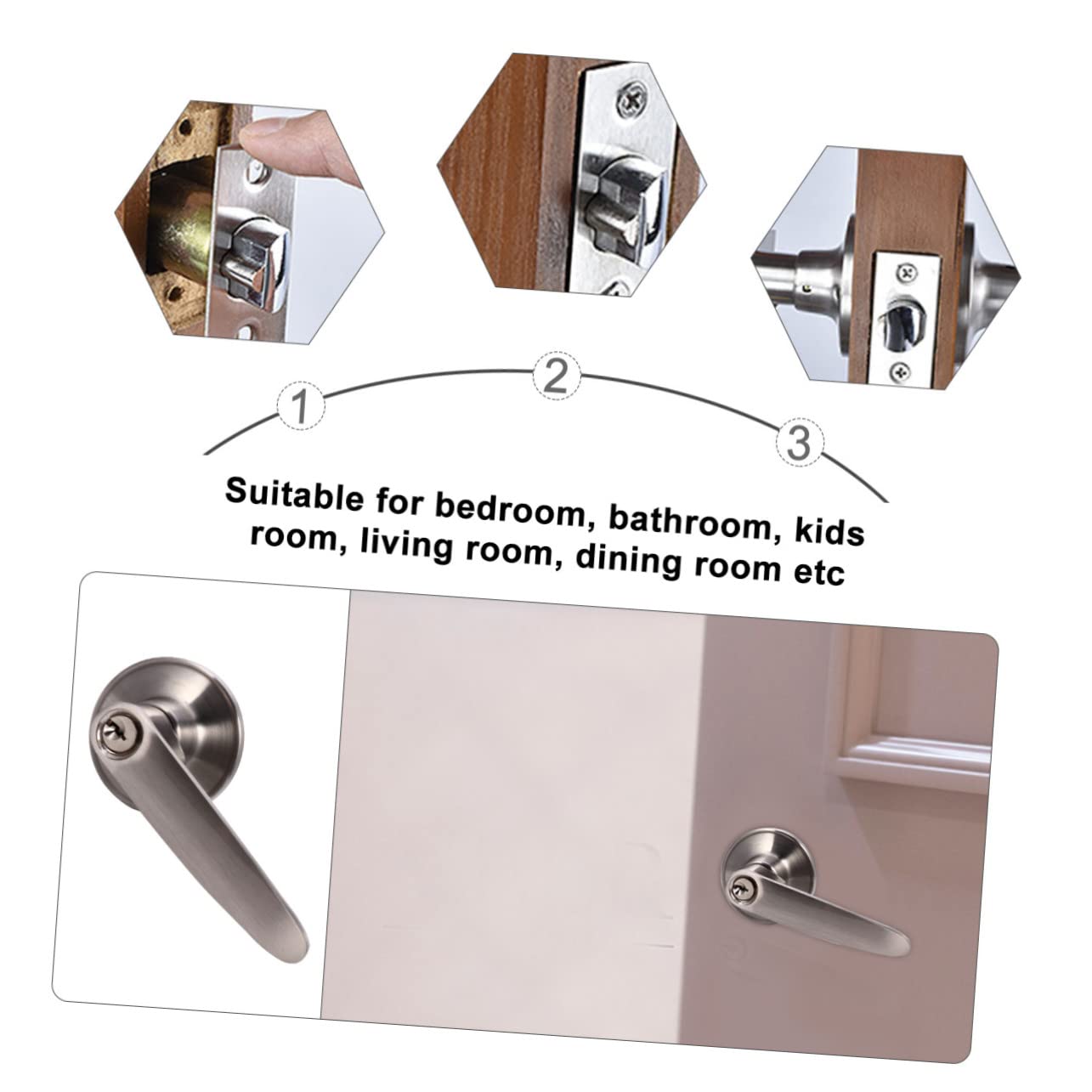 Serrure de Porte Intérieure Résistante la Rouille et Anti-effraction Barre de Verrouillage en Alliage de Zinc Argenté pour Salle de Bain ou Chambre D'garçon et Filles